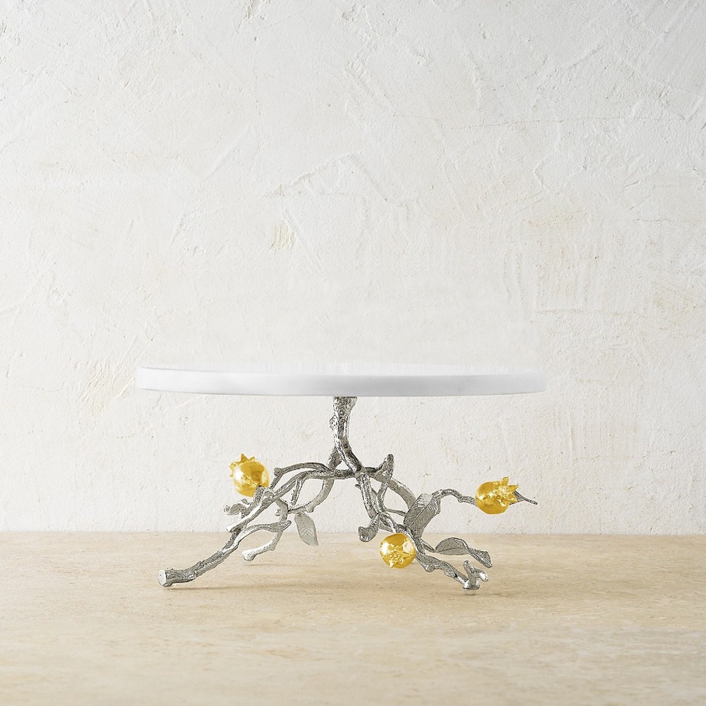 Michael Aram Pomegranate Silver and Gold Cake Stand